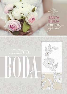 Biblia Recuerdo de Boda Blanco Lino Encaje (Simi Piel Floral) [Biblia]