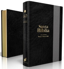 Biblia RVR60 Tamaño Manual LG Negra gris (Imitación Piel Duotono) [Biblia]